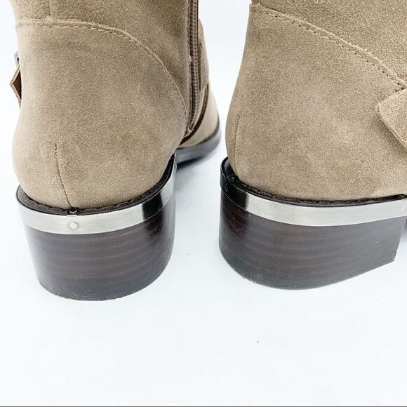 Vince Camuto Walleya Taupe Suede Motorcycle Boots Sz 7.5 - Picture 11 of 15
